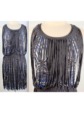 Jean Paul Gaultier Soleil dress sz M tattoo fringe stretch